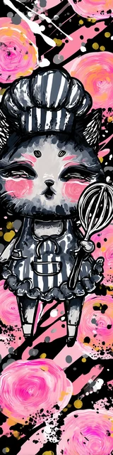 Free kawaii cats bookmark featuring a light red kawaii cat with whiskers